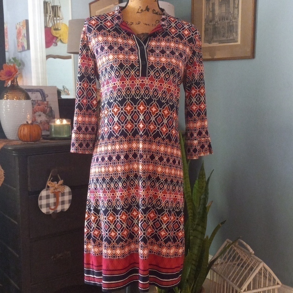 Laundry by Shelli Segal Multicolored Geometric Mosaic Print A-line Shift Dress